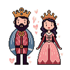 pixel art of king queen royal