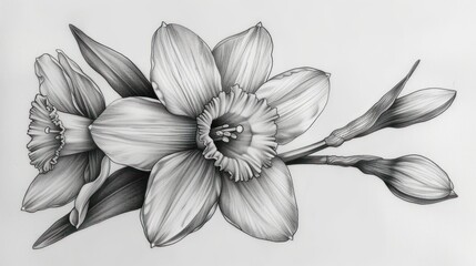  a black and white drawing of a flower on a sheet of paper with a pencil drawing of a flower on a sheet of paper with a black and white background.
