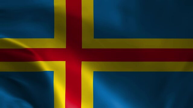 Aland flag waving. Loop. 4k