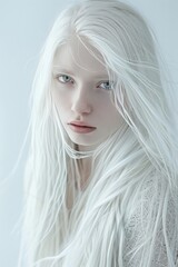 young woman with long white hair