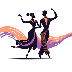 vector hand drawn ballroom dancing silhouette
