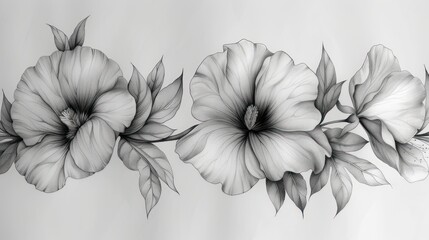  a black and white photo of three flowers on a white background with a black and white photo of three flowers on a white background with a black and white background.