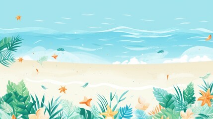 Fototapeta na wymiar Summer Colorful Beach Wallpaper Background