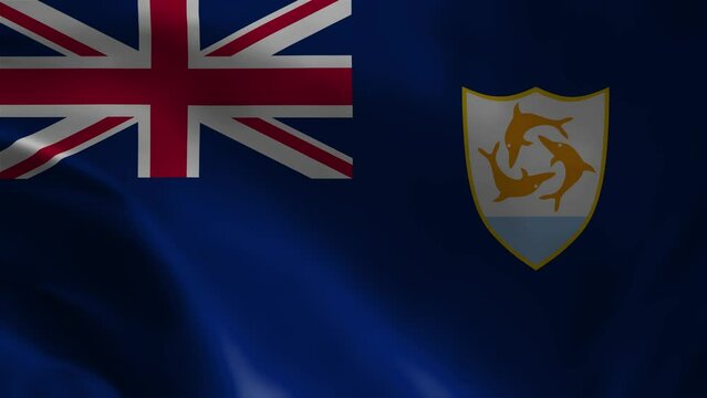 Anguilla Flag. National 3d Anguilla flag waving. Flag of Anguilla footage video waving in wind. Flag of Anguilla 4K Animation