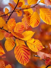 A tree branch is covered in orange leaves