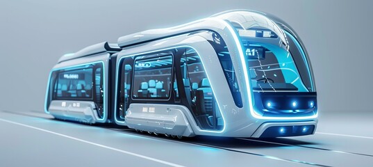 Futuristic tram train. Generative AI technology.	
