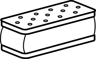 Ice cream sandwich outline illustration vector