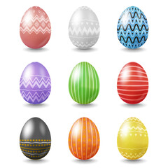 A collection of Easter eggs in different colors and patterns