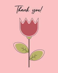 Happy Mother's Day! Vector cute illustration: Thank you, flower. Drawings for a card, poster or postcard