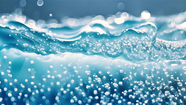 Close-up of tranquil water surface with floating blue bubbles.