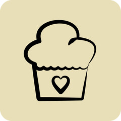 Icon Muffin. suitable for Bakery symbol. hand drawn style. simple design editable. design template