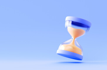 Hourglass with clock countdown. Business, time and deadline concept. 3d render illustration