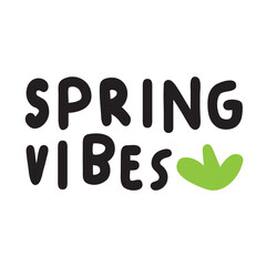 Handwriting phrase - Spring vibes. Flat design. Vector illustration on white background.