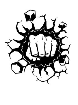 Smash Punch Wall Illustration, Skeleton Fist Clipart, Wall Cracked Stencil, Smashed Wall, Crack Firewall Cut file, Palm, Fist