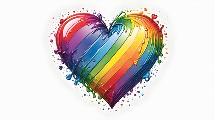 Rainbow Valentine heart isolated on a transparent background
