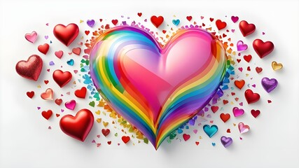Rainbow Valentine heart isolated on a transparent background