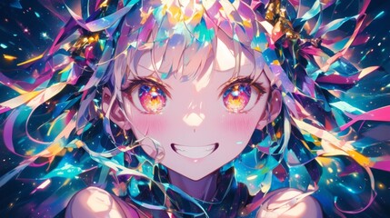 アニメ系イラストきらめく女の子,Generative AI AI画像 - 750350519