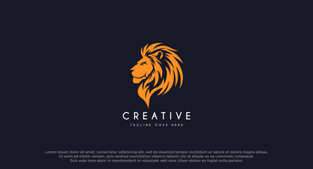 lion vector logo design isolated on black background