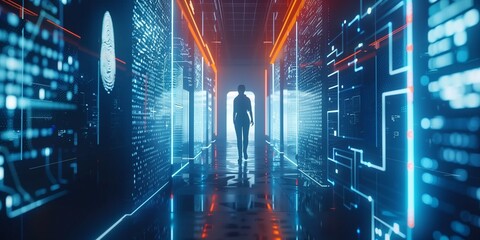 man in a server room
