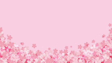 桜の花の下側フレーム背景　ピンク背景