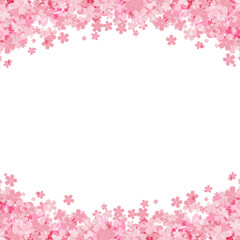 ピンクの桜の花の上下フレーム