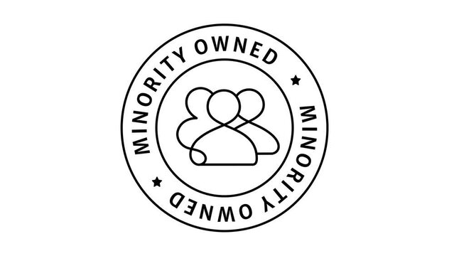 An icon showcasing a circular minority owned business seal, highlighting ownership diversity, inclusivity, and the certification of being a minority enterprise.