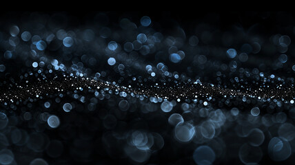 Fototapeta premium Glitter Black Glowing Sand Dark Black Background with Neon blinking light