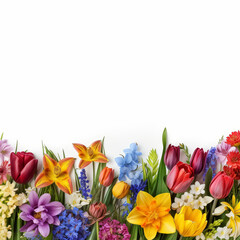 Obraz na płótnie Canvas A colorful flower garden with a white background