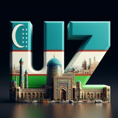 2-letter code of Uzbekistan U and Z, flag of Uzbekistan, historical buildings