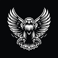 black and white eagle design illustration