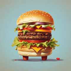Vector Realistic Hamburger Fast Food, big size.