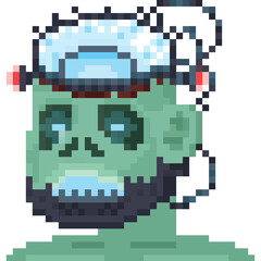 Pixel art cyberpunk frankenstein portrait character