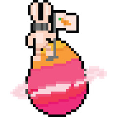 Obraz premium Pixel art a pink easter planet with astronaut bunny