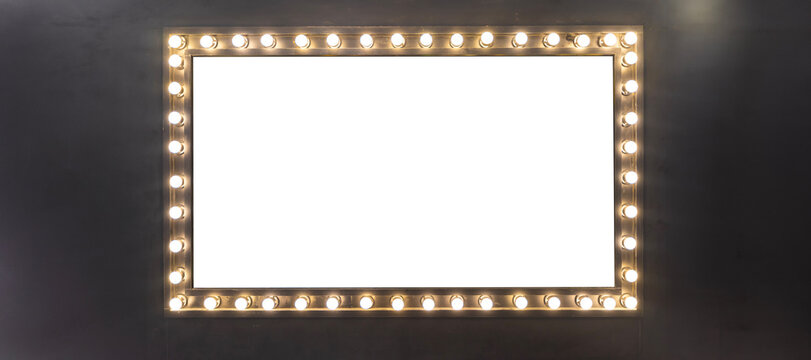 Neon rectangle frame or neon lights horizontal sign. Vector abstract background, tunnel, portal.