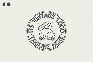 Unique bunny logo design Template Vintage Composition Template Classic Style, Easter Day, Ai generative