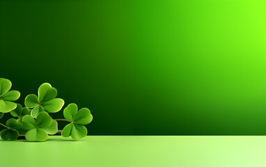 Saint Patrick's day - clover green illustration background with blank copy space design assets.
