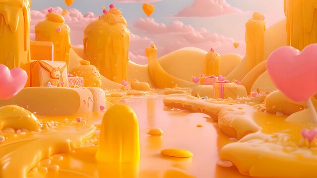 Banana Milk, Strawberry, and Cheese River Flow. Generated by AI