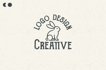 Unique bunny logo design Template Vintage Branding Template Classic Style, Easter Day, Ai generative