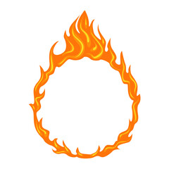 Flames round frame isolated on white background. Vector ring of fire. Cartoon burning circle. Simple flat illustration. © Iv85