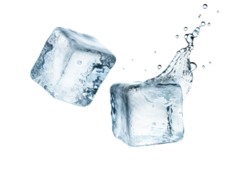Two falling ice cubes, cut out