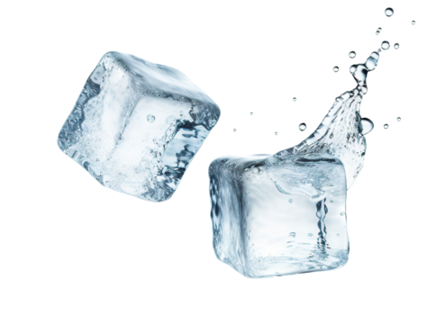 Two falling ice cubes, cut out