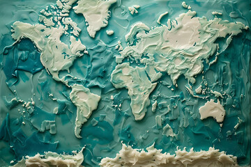 Conceptual world map made of wax