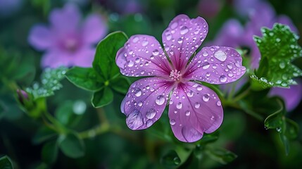 A flower in raindrops