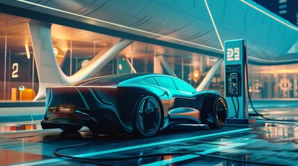 Fototapeta premium futuristic generic electric EV car vehicle