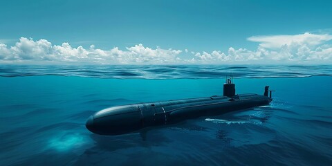 generic military nuclear submarine floating