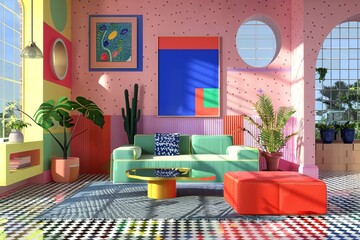 memphis style conceptual interior room