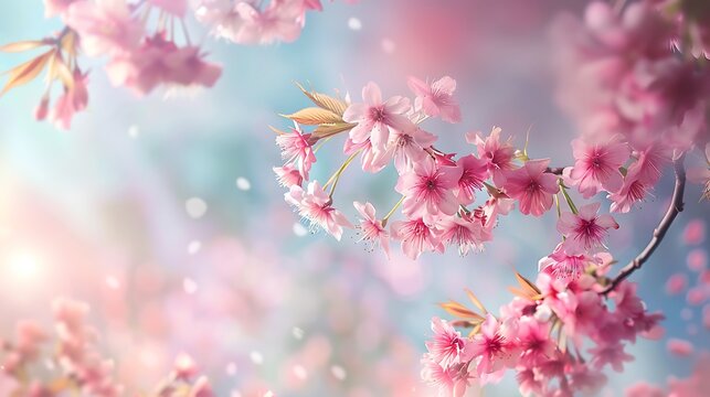 Beautiful cherry tree with tender flowers
