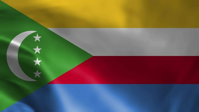 Flag of Comoros Waving in the Wind 