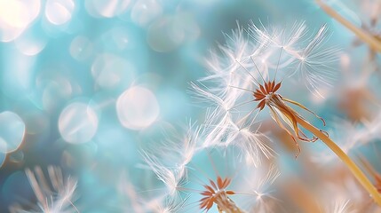 blurred nature background dandelion seeds parachute