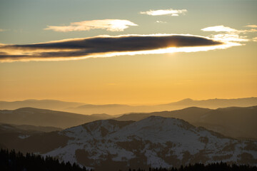 Beautiful landscape of Ceahlau mountains in Romania.
